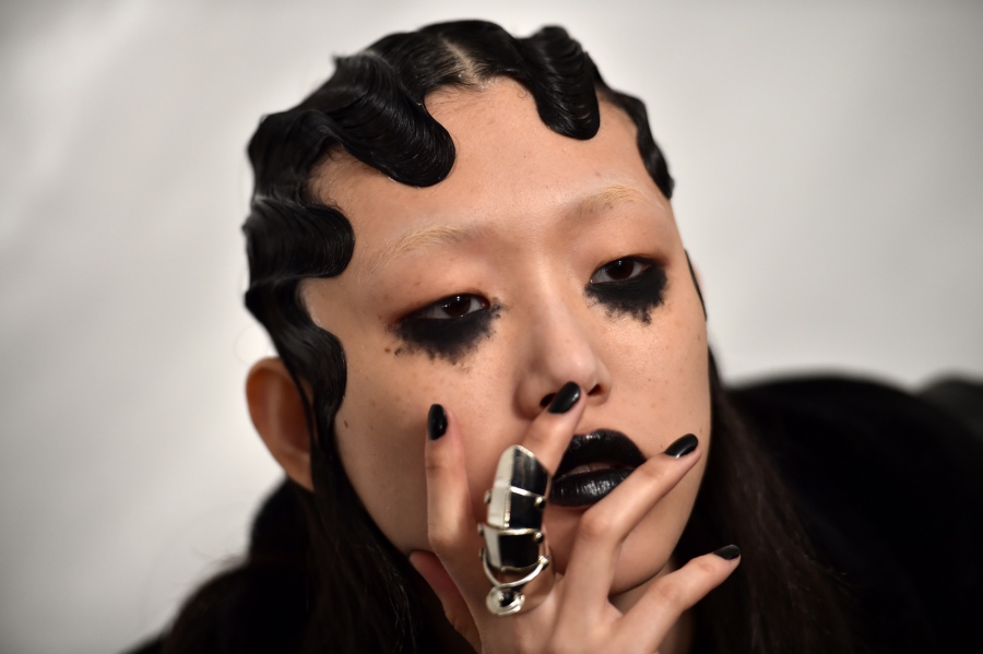 NEW YORK, NY - FEBRUARY 18:  A model prepares backstage at Marc Jacobs Fall 2016 fashion show during new York Fashion Week at Park Avenue Armory on February 18, 2016 in New York City.  (Photo by Dimitrios Kambouris/Getty Images for Marc Jacobs)